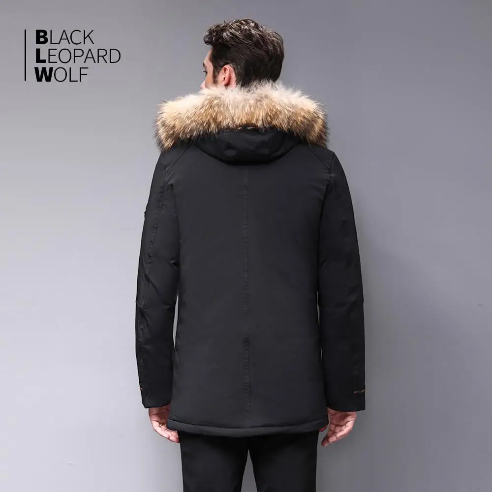 Blackleopardwolf Зимний мужской пуховик мужская парка съемный роскошный мех енота толстая ветрозащитная верхняя одежда BL-989M
