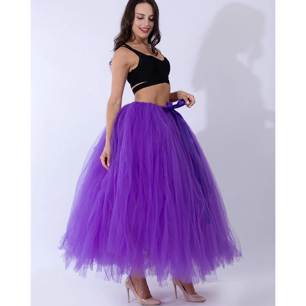 7 слоев 100 см Тюлевая юбка пачка для стола Пышные юбки женщин Faldas Baby Shower украшение