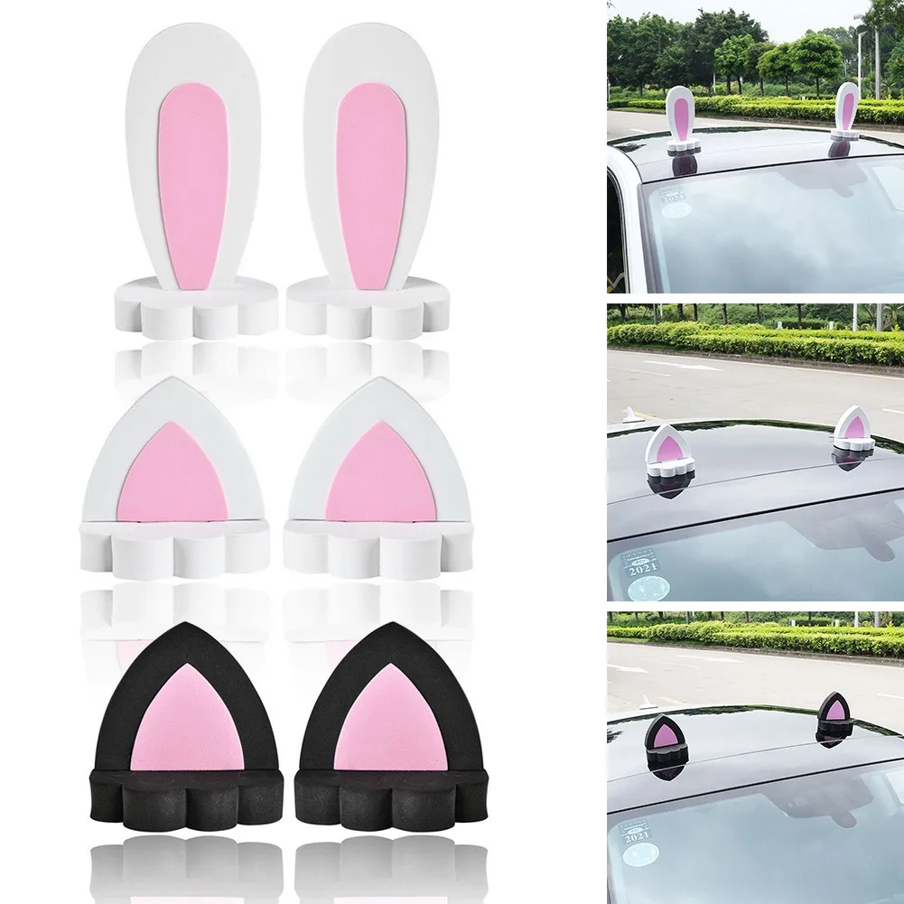 

EVA Cute Rabbit Ears Car Decoration Car Roof Car Decoration Cat Ears Stickers Lovely Cartoon Rabbit Cat Ear Women's Car Products