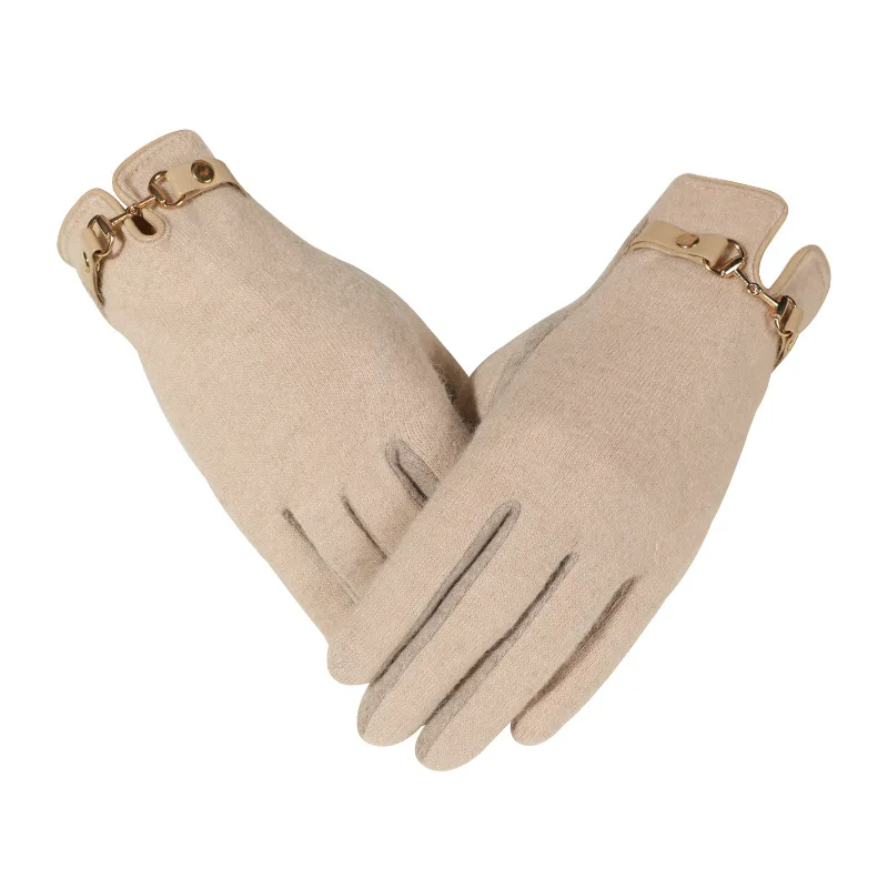 

ins Winter cashmere ladies gloves warmth fashion rabbit fur edging thickened gloves female comfortable skin-friendly gloves