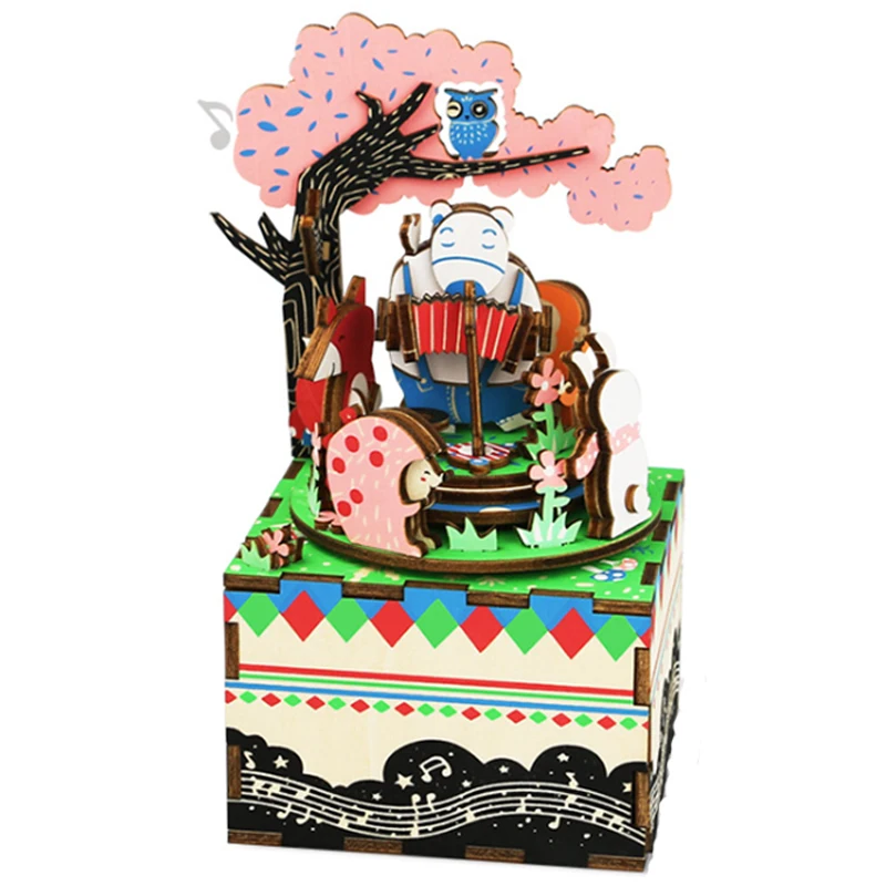 

Puzzle toys, beautiful music box, 3D wooden block puzzle, bear forest, Tangram creative handicrafts