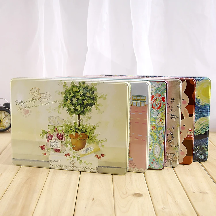

Creative large square exquisite pattern A4 paper dedicated storage iron box file certificate receipt storage finishing box