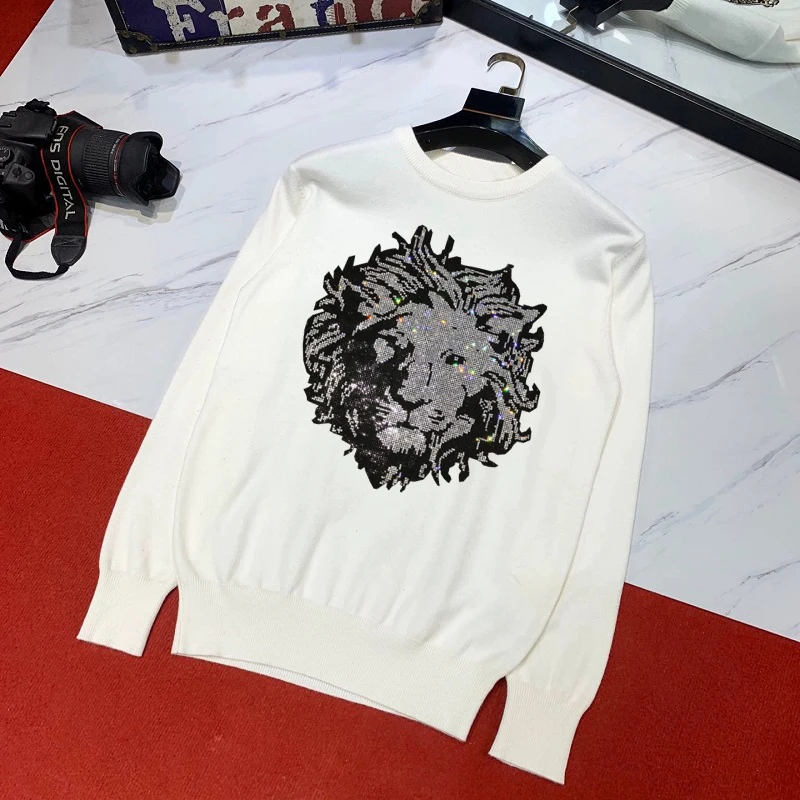 Мужской Свитер оверсайз с изображением головы льва | Мужская одежда