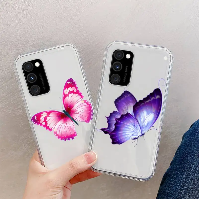 

Beauty Butterfly Phone Case Clear For Samsung A 51 50 71 70 S 21 Huawei P 40 30 honor 20 10 i OnePlus 9 8 7 t x Pro Lite Plus