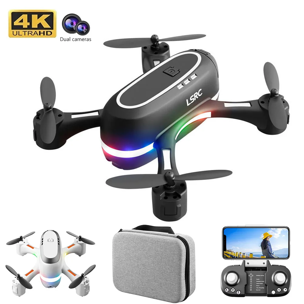 

2021 New LS-Rainbow Mini RC Drone With 4K HD Dual Camera Colorful LED Quadcopter Professional FPV Aerial Photography Helicopter