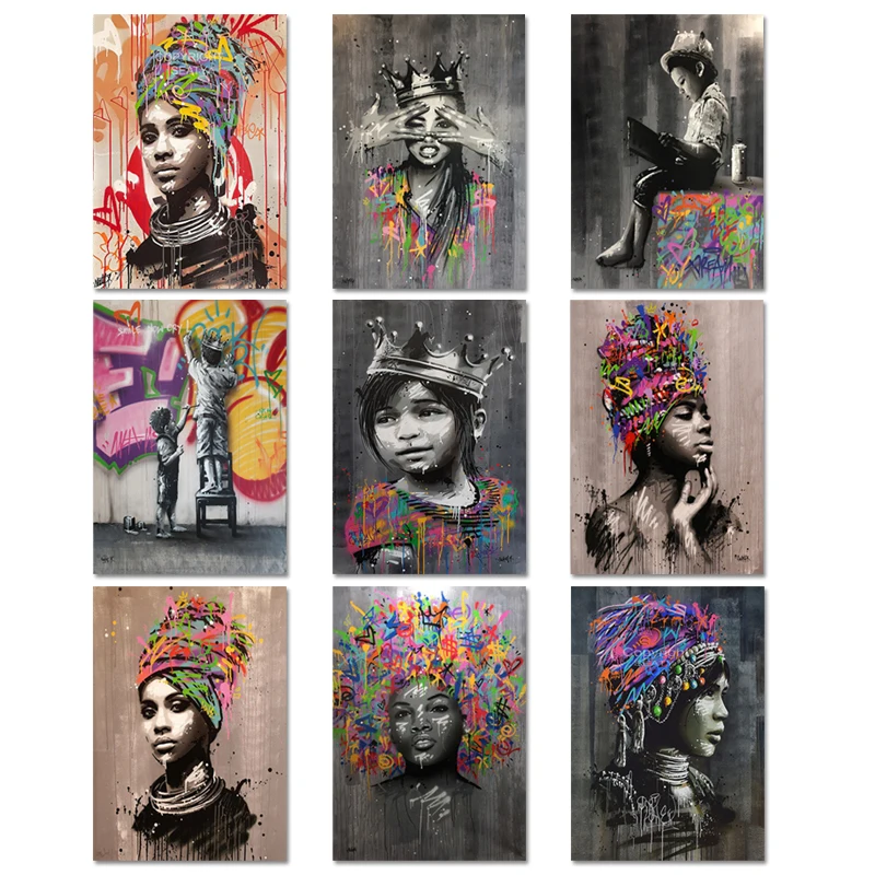 

Colorful Girl Abstract Canvas Painting Wall Art Posters for Living Room Paintings on The Wall Prints Bed Room Decoration Picture