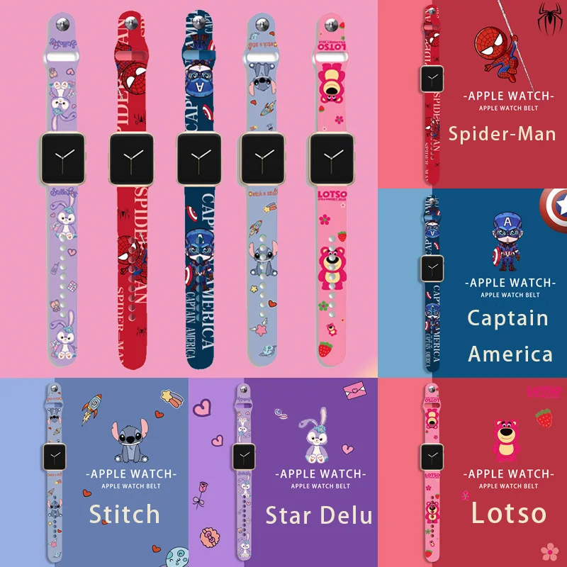 Ремешок Disney для Apple Watch Band 44 40 38 42 мм браслет с рисунком Человека-паука IWatch 1 2 3 4 5 Se 6 |