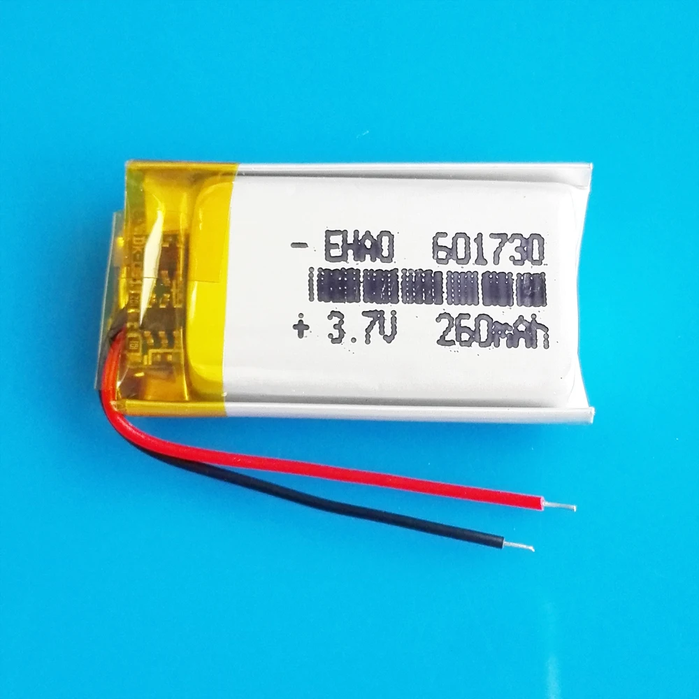 Перезаряжаемая литий полимерная батарея EHAO 601730 3 7 в 260 мАч для mp3 Bluetooth наушников