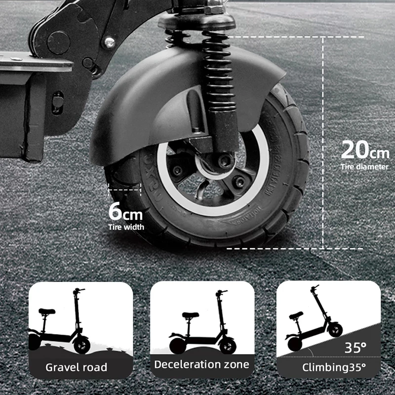 

60km Electric Scooter Adults 1000W Motor Fast Foldable Eletric Scooter With Seats Big Wheels Max Speed to 50km/h Lithium Battery