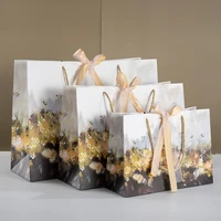 avebien new creative oil painting style jazz daisy pattern event party gift flower bags clothing shopping portable paper bags