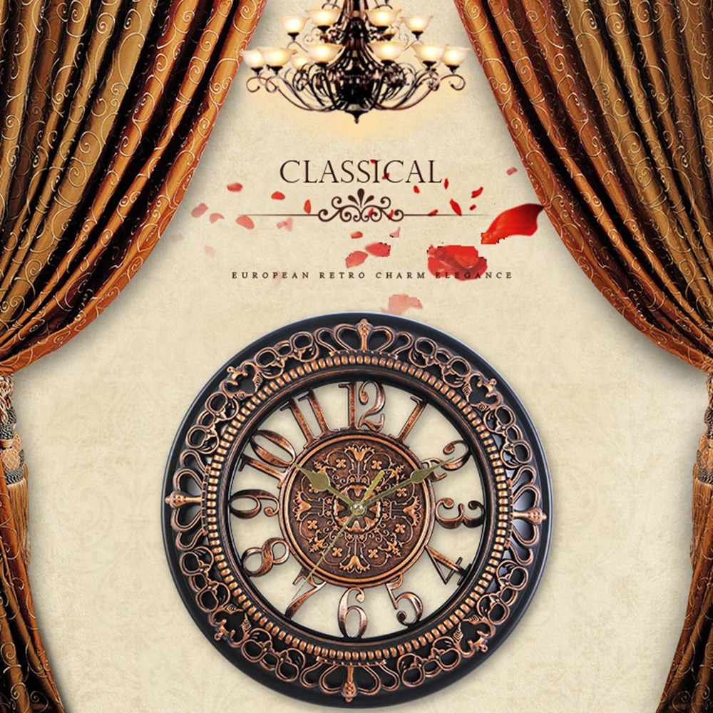 Часы настенные европейские в стиле ретро тихие пластиковые часы для гостиной