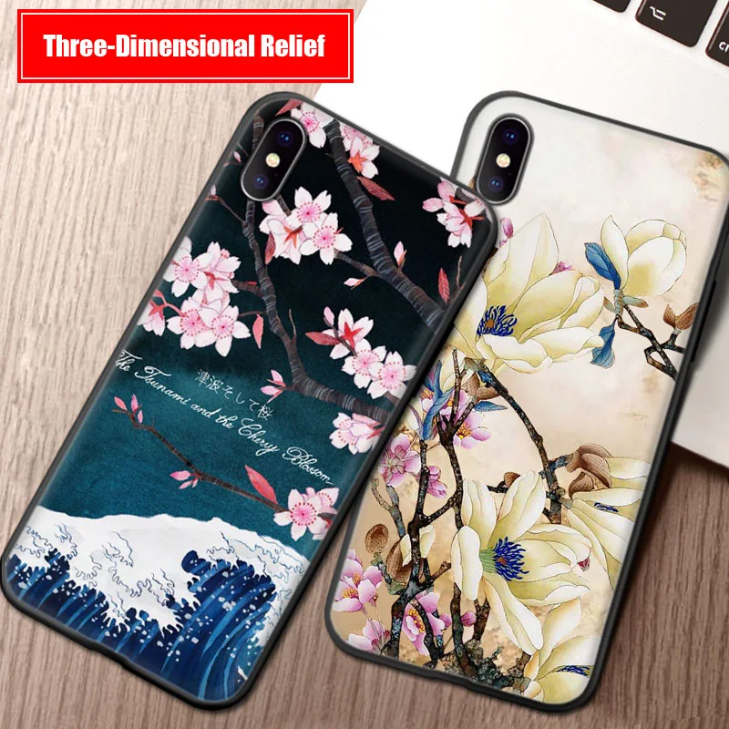 Силиконовый чехол для iPhone мягкий ТПУ телефона задняя крышка полная защита цветок
