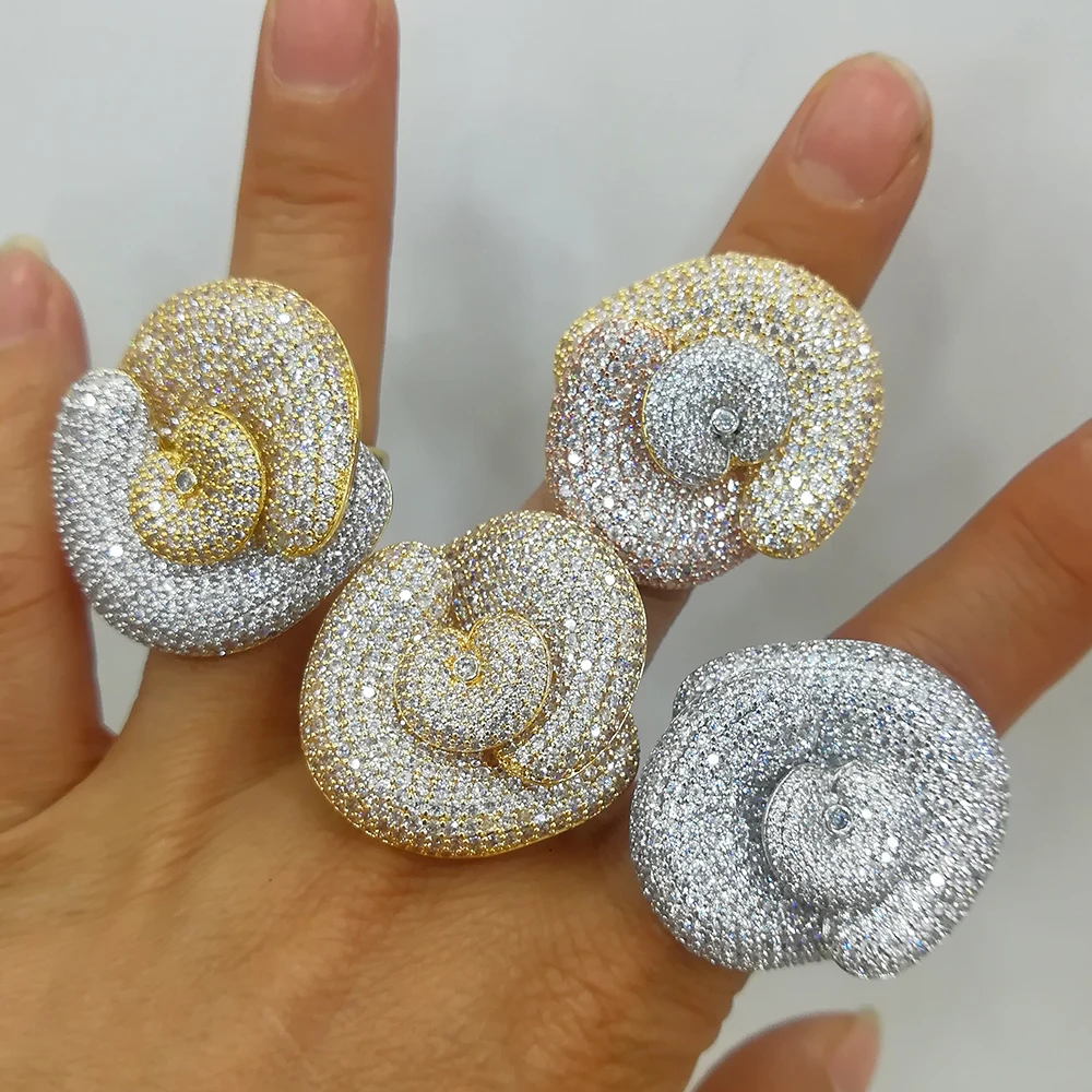 

Brand Luxury Trendy 3 detachable rings Flowers Saudi Arabic Dubai Ring aretes de mujer modernos High Quality 2021 aristocats