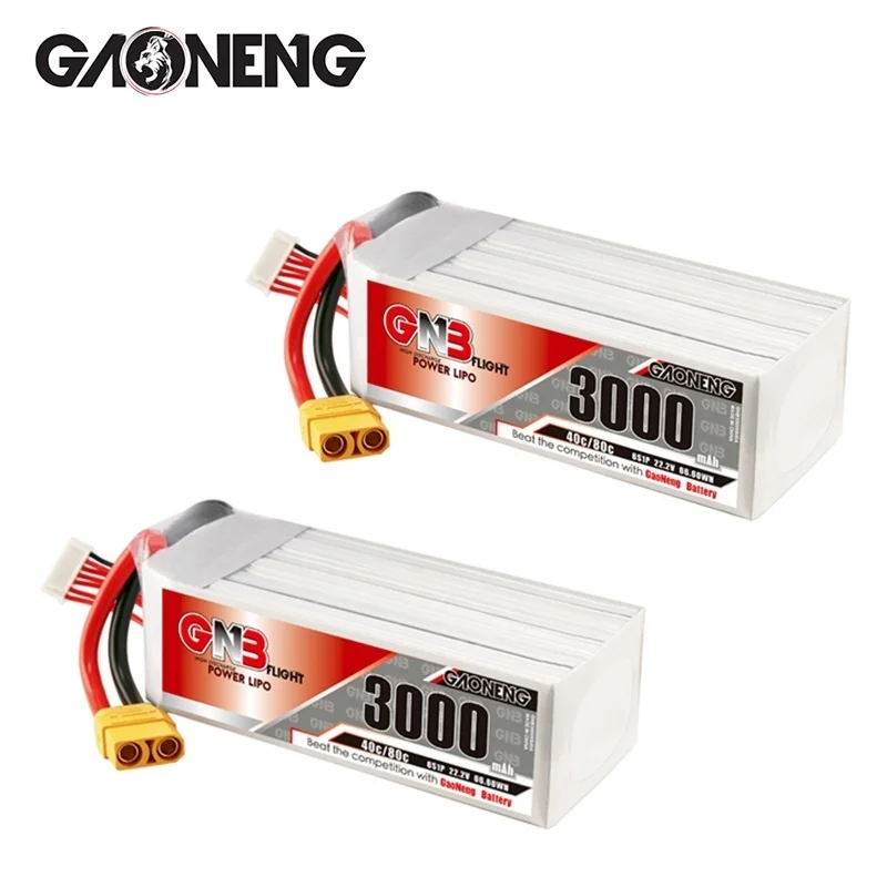 

1/2pcs GNB 3000mAh 22.2V 6S 40C/80C Lipo Battery With T/XT60/XT90 Plug For RC Helicopter Quadcopter FPV Racing Drone Parts