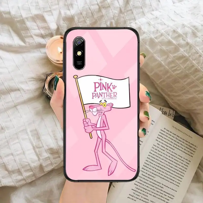 

Cute funny cartoon Pink Panther Phone Case Tempered glass For xiaomi Redmi 4X 5 6 6A 8 8SE MIX 2 2S Note 3 4 5 6 7 PLUS PRO