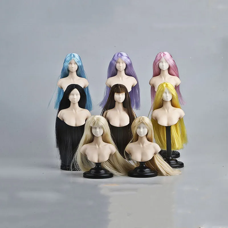 

1/6 Scale Female White Mould Makeup Head Practice Art Painting Nude Makeup Head Hair for 12" Action Figures Body Accessories