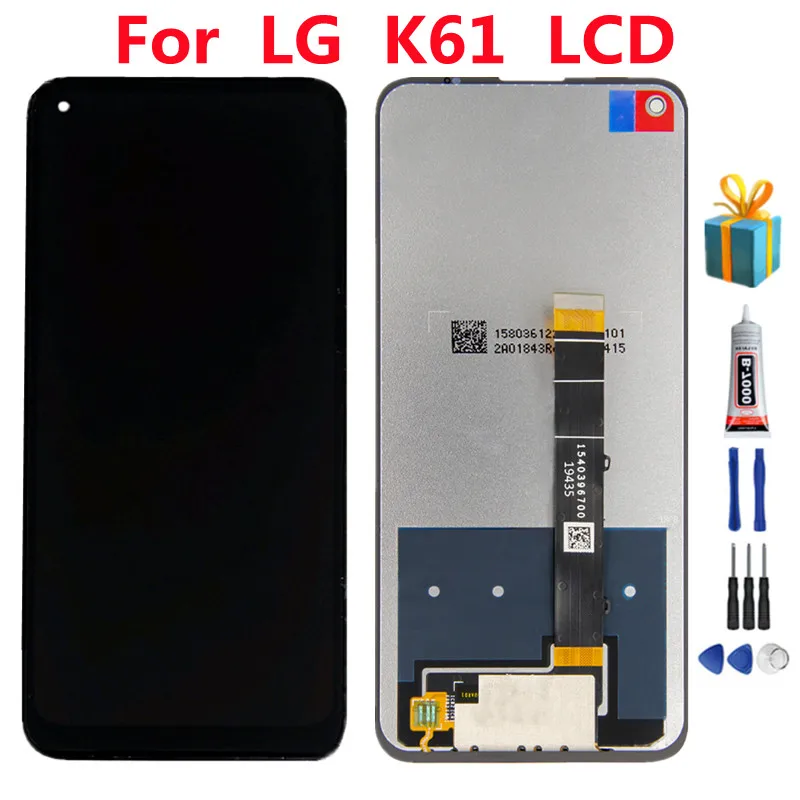 6.53"For LG K61 LMQ630EAW LM-Q630EAW LM-Q630BAW LCD Display Touch Screen Digitizer Assembly with Bezel Frame