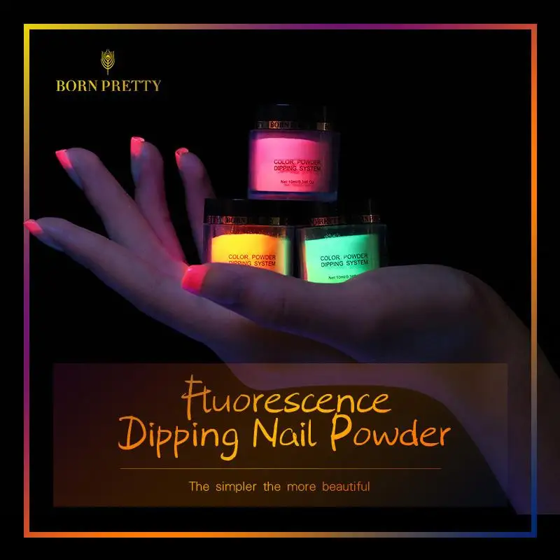BORN PRETTY флуоресцентный Dip набор порошка для ногтей без УФ-лампы отвержденный