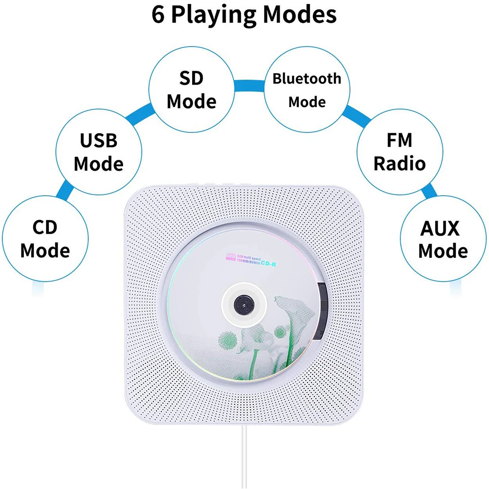 Портативный CD плеер с Bluetooth настенный музыкальный домашний аудио магнитофон