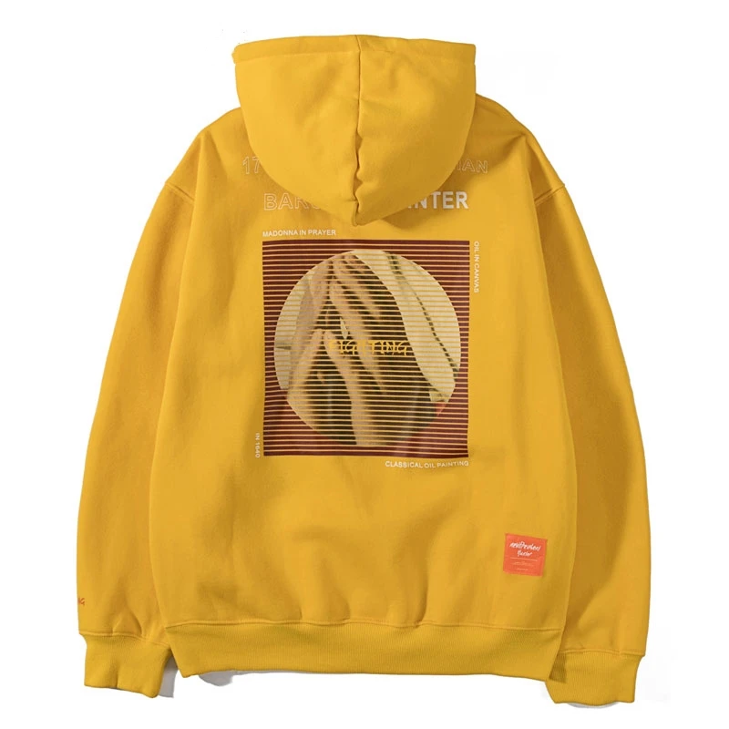 

Madonna In Prayer Painting Print Fleece Hoodies Religion Hooded Pullover Sweatshirts Mens Hip Hop Casual Streetwear Tops Outwear