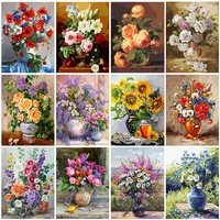 gatyztory frame flowers diy painting by numbers drawing on canvas adult child handpainted gift home decor wall art 60x75cm