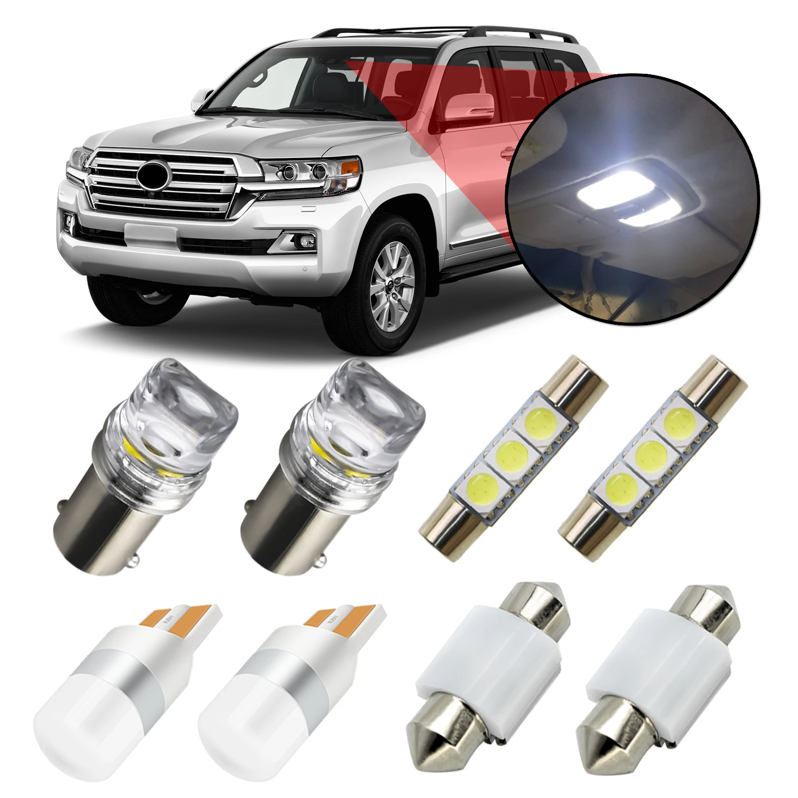 

12V Super Bright White LED Bulb Canbus For Toyota Land Cruiser J80 J100 J200 Prado J120 J150 Interior Map Dome Reading Light Kit