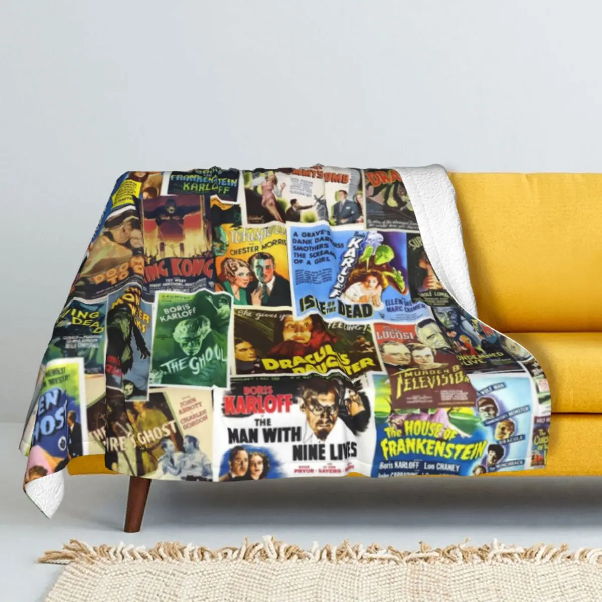 

Vintage Horror Winter Thicken Cashmere blankets Lamb Blanket Flannel Quilt warmth bedclothes Sofa adult Humor Graphic