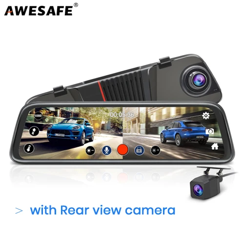 AWESAFE AH11 Dash Cam 2.5D FHD 1080P Автомобильный видеорегистратор Камера поток зеркало заднего вида 10 ''ips привод Видео Авто рекордер ночное видение - Название цвета: AH11