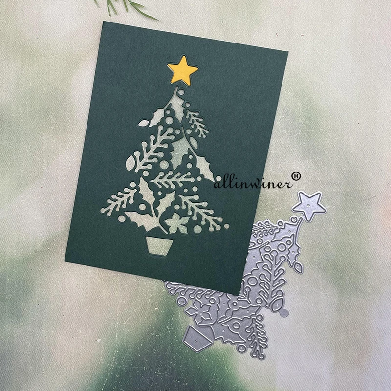

Фон с изображением рождественской елки, металлические штампы, трафареты, вырезанные для рукоделия, скрапбукинга, альбома, бумаги, тиснения