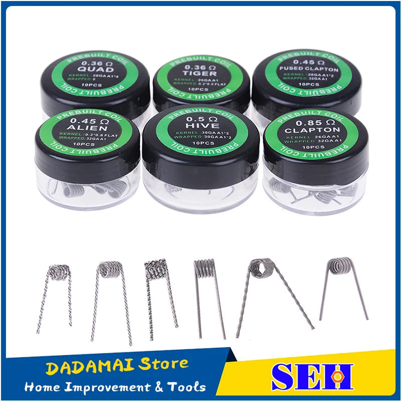 

1Set Twisted Fused Hive Clapton Coils Premade Wrap Alien Mix Twisted Quad Tiger Heating Resistance Rda Coil Tool Parts