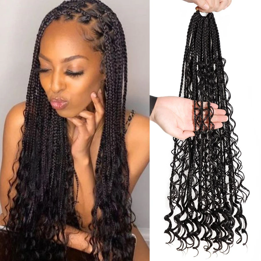 

24Inch Braids Crochet Hair Faux Locs Synthetic Straight Mix Curly Barids Ombre Brown Colored For Black Women Soft Dreadlock