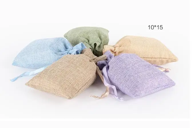 Мешочки джутовые льняные на шнурке 10 шт./лот х15 см|Мешки с кулиской| |