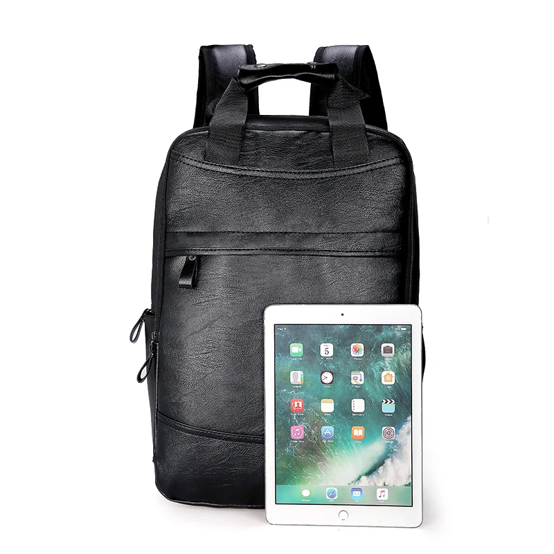 

Men Backpack PU Leather Bagpack Large laptop Backpacks Male Mochilas Casual Schoolbag For Teenagers Boy Brown Black High quality