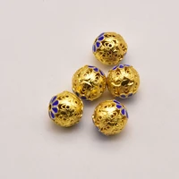 2pcslot 8mm cloisonne 18k brass gold plated enamel charms round beads scattered beads accessories wholesale jewelry ja0363