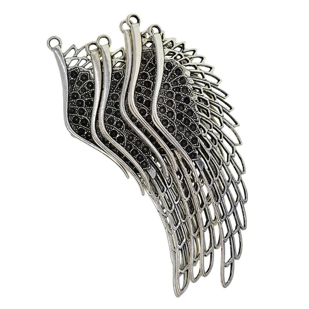 6 шт большое крыло Подвески птица Ангел подвеска Античные серебряного цвета 108x38mm