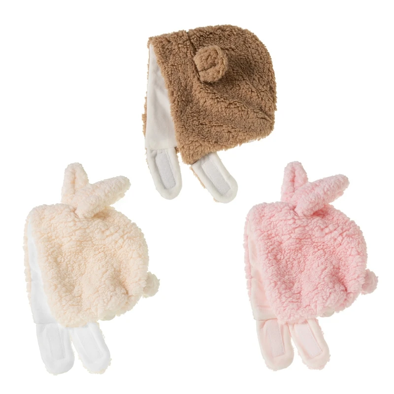 

T5EC Autumn Winter Baby Warm Plush Beanie Windproof Ear Protection Warm Hat Cute Rabbit Bear Ears Hat for Newborn Infants