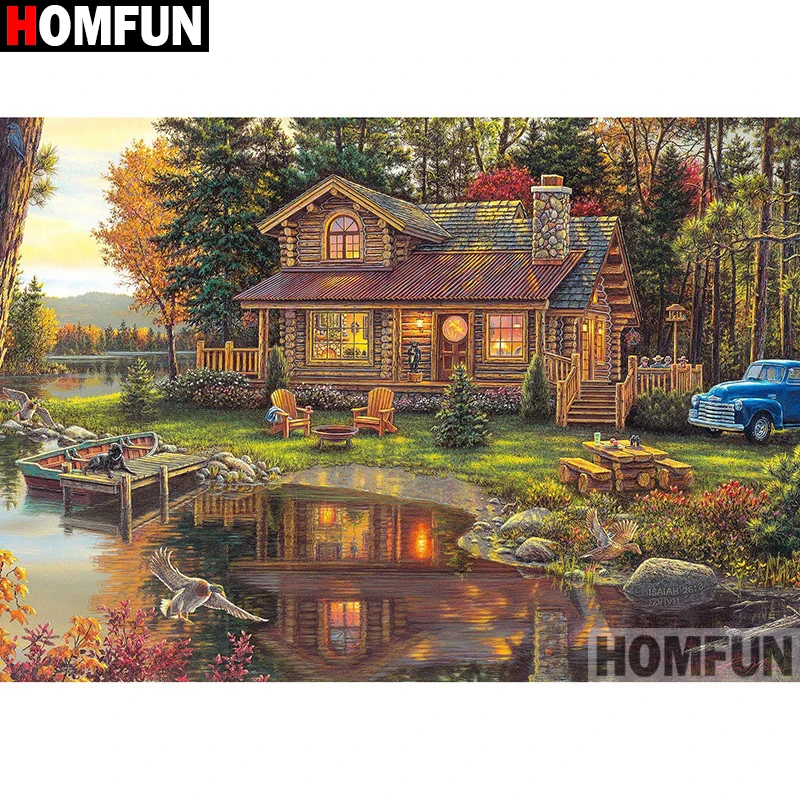 homfun diamond painting cross stitch pattern 5d diamond embroidery beautiful scenery house home decor diy diamond art a27735 free global shipping