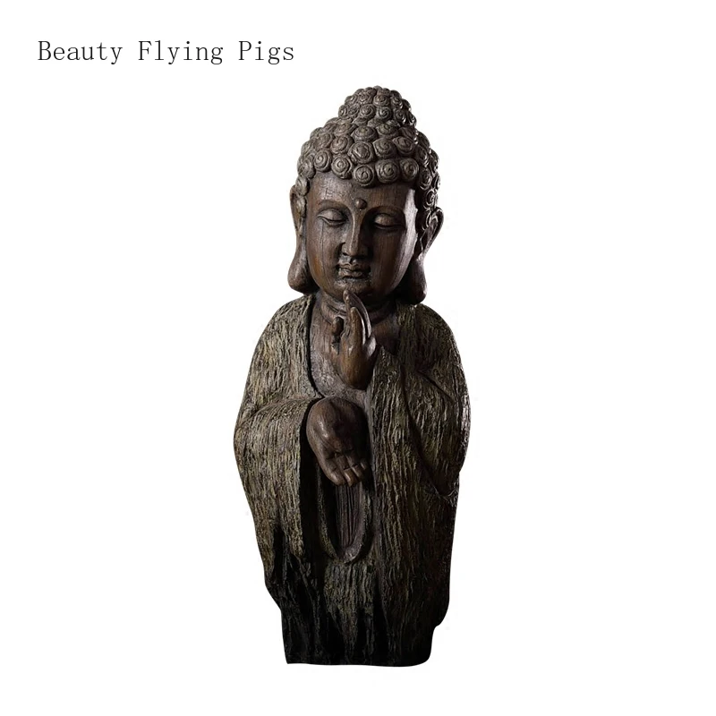 

Vintage handmade Buddha sculpture resin decoration old home decoration SPA club Zen crafts living room soft porch Buddha head