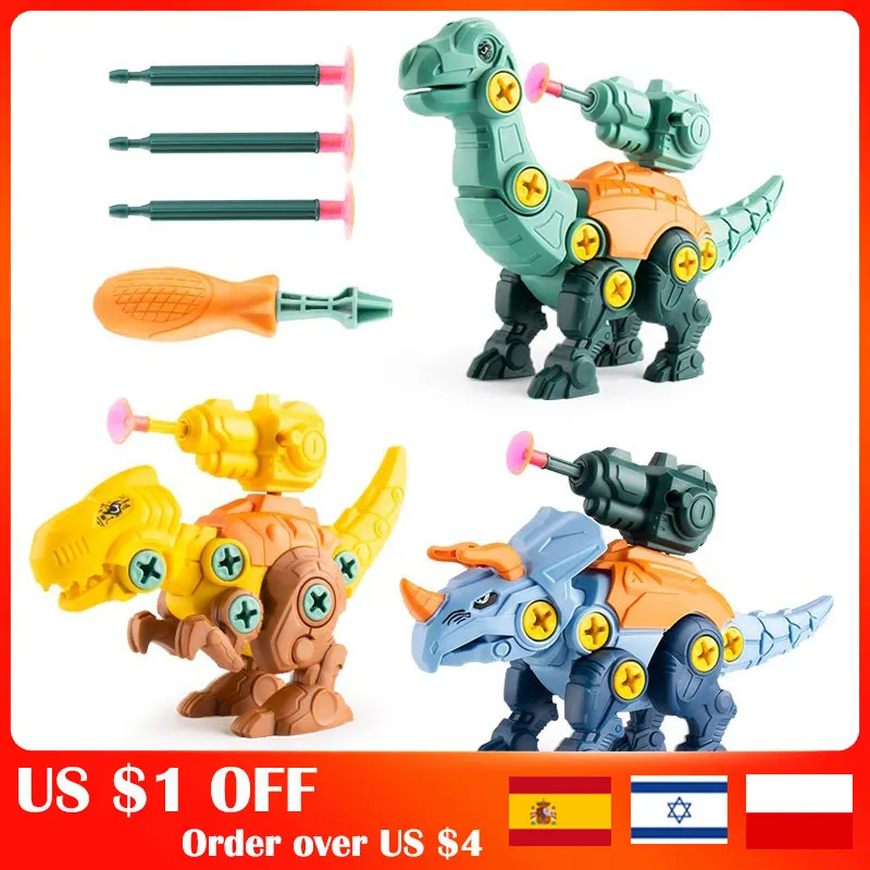 

1 Set Boy Toy DIY Drilling Screw Dinosaur Shooting Buliding Blocks Montessori Disassembly Assembly Toys for Kids