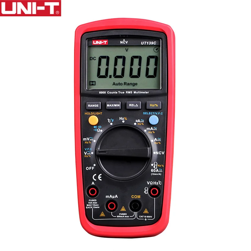 UT139C UNI-T UT139C Цифровой мультиметр автоматический диапазон истинного среднеквадратичного значения метр 6000 отсчетов Вольтметр AC DC Напряжение Ток Сопротивление диод тестер - Цвет: UT139C