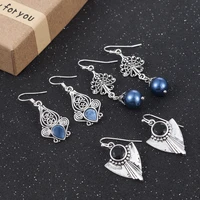 2020 vintage stone ear hook dangle drop earrings women jewelry bridal party autumn wedding jewelry ornaments accessories