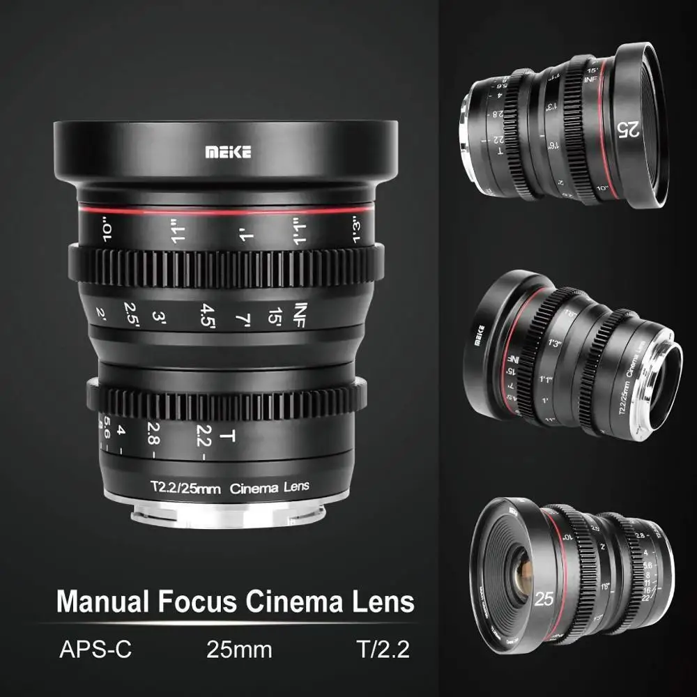

Meike 25mm T2.2 Manual Focus Portrait Cine Lens for For fuji X-Mount /For Olympus Panasonic M4/3 Mount X-Pro1 X-Pro2 X-E1 X-A1