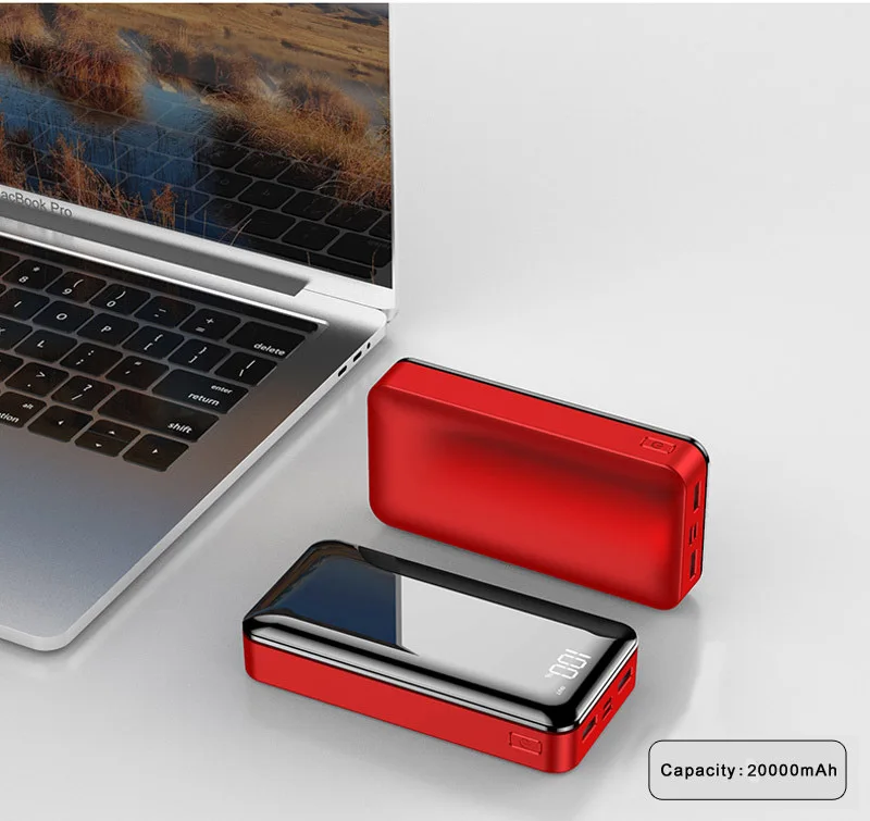 Быстрая зарядка 20000mah внешний аккумулятор Power Bank с 2 портами (стандарт LED Powerbank Type c