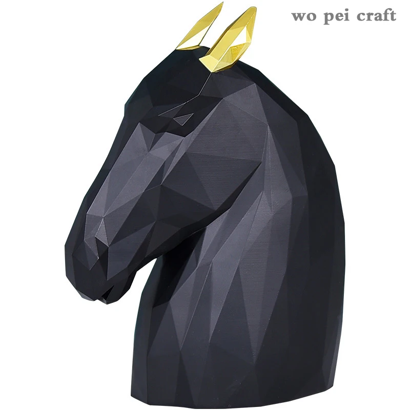 

Nordic Minimalist Horse Head Statue Ornaments Geometric Origami Golden Ear Animal Desk Decor Home Decoration Accessories Modern