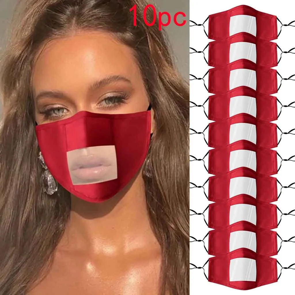 

10PC Adult Mask Washable Breathable With Clear Window Visible Expression Face Cover face shield Masque maseczki ochronne