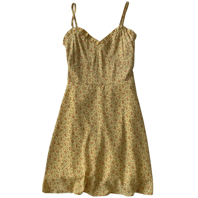 

Dress Spring 2021new Women's Clothing French Casual Strap Small Floral Skirt Temperament High Waist Short Skirt Spring