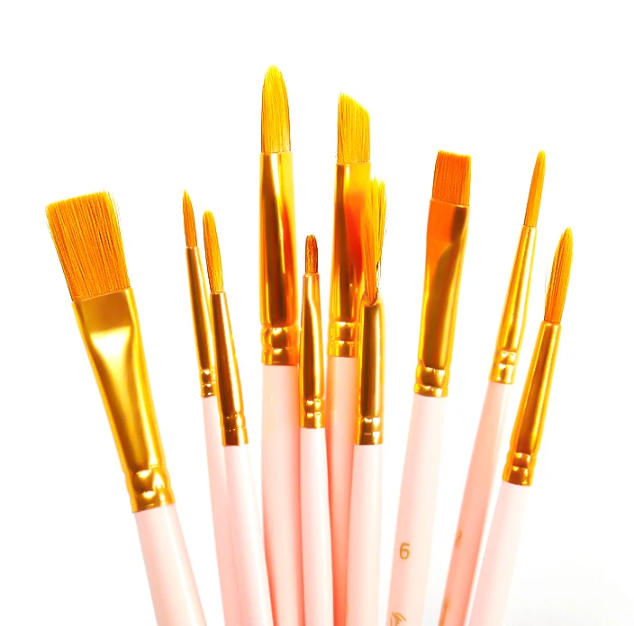 Набор кистей для рисования акварелью и гуашью нейлоновый ворс деревянная ручка