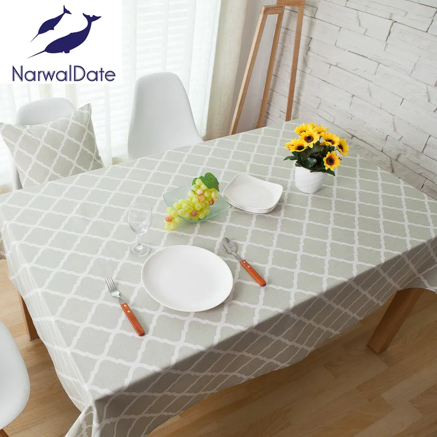 Льняная Скатерть прямоугольная Геометрическая искусственная Пылезащитная