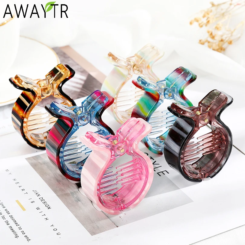 Заколка для волос AWAYTR акриловая с мраморным рисунком |