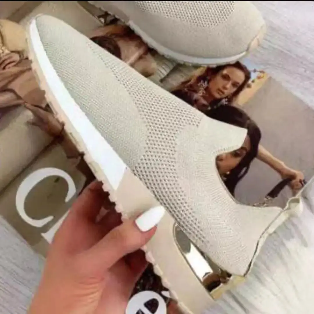

Vulcanize Shoes Sneakers Women Shoes Ladies Slip-On Knit Solid Color Sneakers for Female Sport Mesh Casual Shoes for Women 2021
